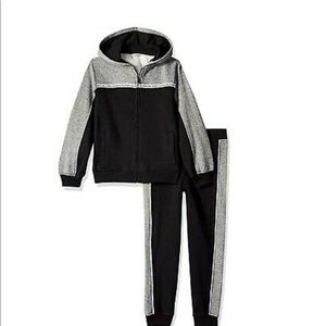 Calvin Klein Boys 2 Piece Jogger Set Black Grey 2T